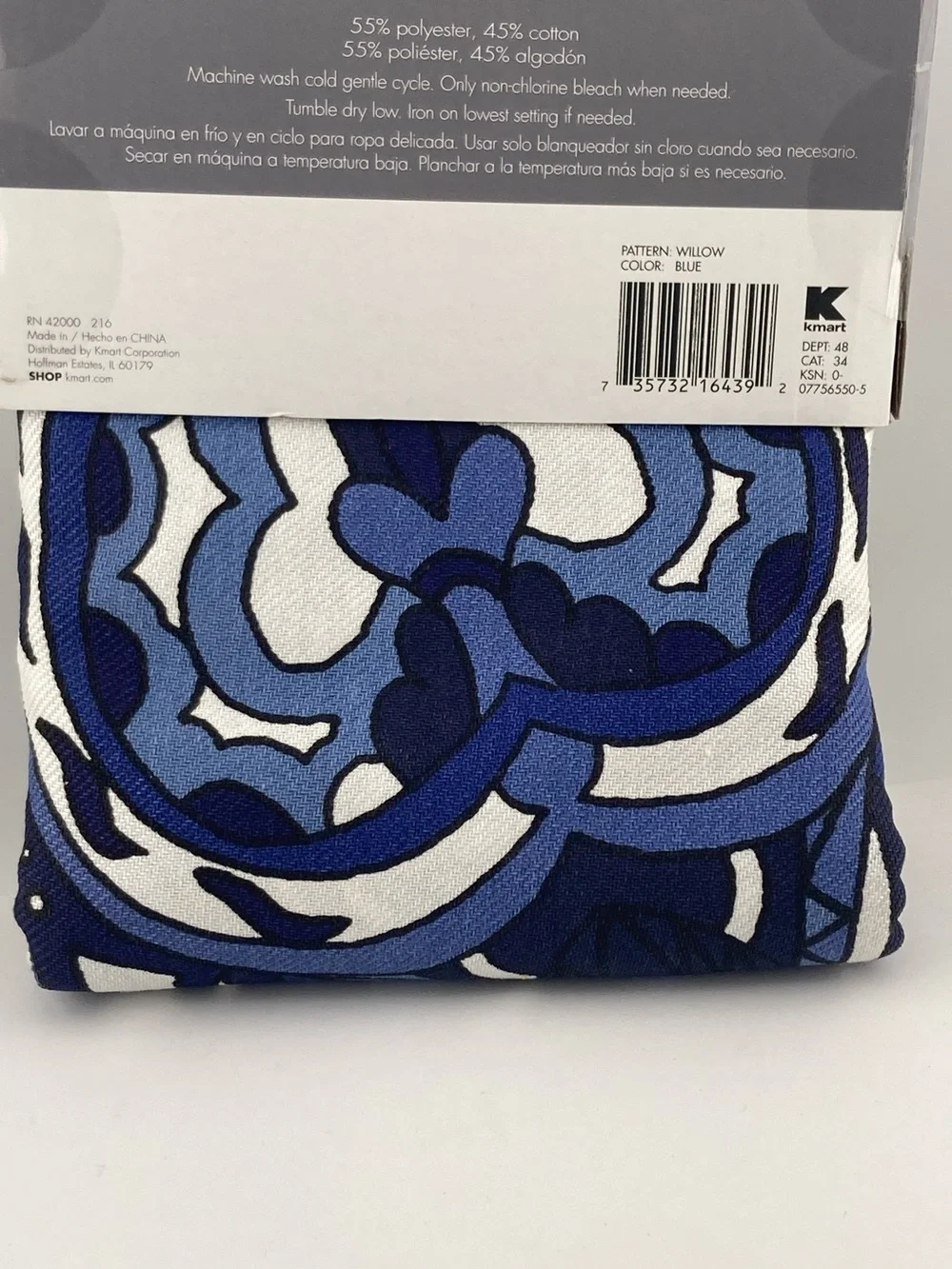 Fabric Shower Curtain Blue & White 72